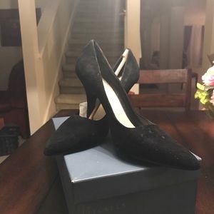 Black suede pump heels